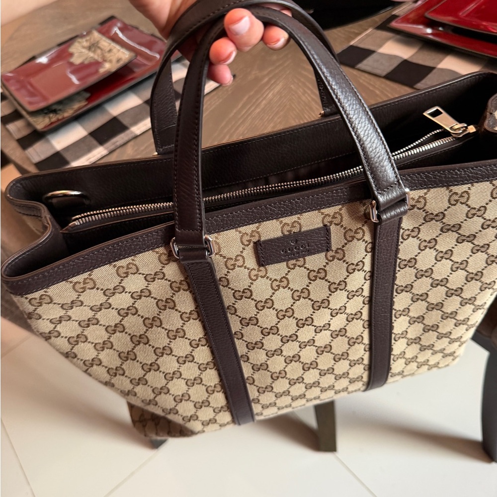Gucci Beige and Dark Brown Men's Tote - Picture 13 of 15